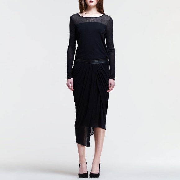 Helmut Lang Dresses & Skirts - Helmut Lang  Long-Sleeve Uneven Drop-Waist Dress